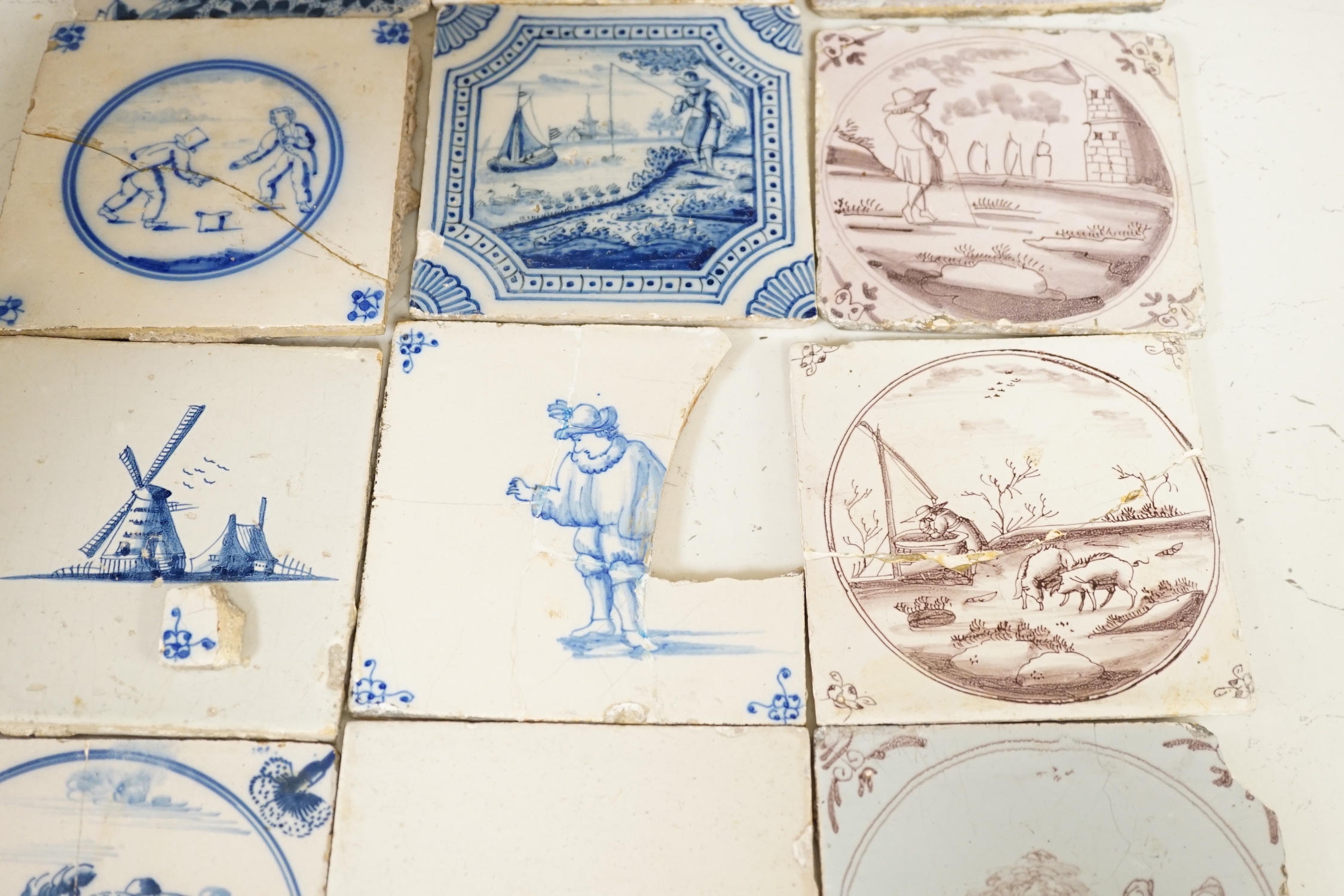 A collection of 18th and 19th century Delft tiles